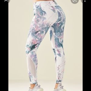 Fabletics High Waist Printed Paint Wash Leggings Mesh Cut Outs